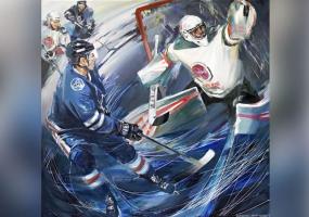Художник из Нижнекамска написал картину на тему «татарстанского дерби» в плей-офф КХЛ