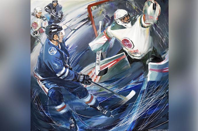 Художник из Нижнекамска написал картину на тему «татарстанского дерби» в плей-офф КХЛ
