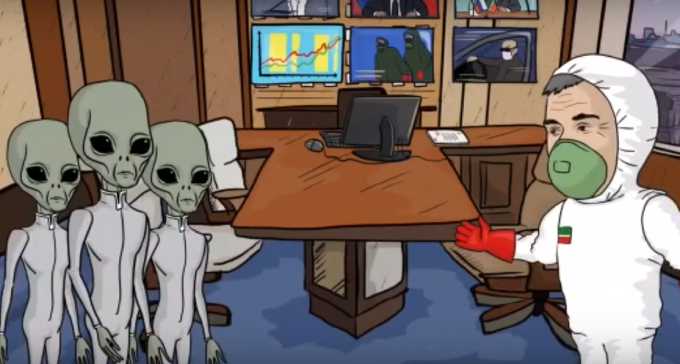 В соцсетях появился мультфильм о том, как Минниханов ругает инопланетян, которые не соблюдают самоизоляцию