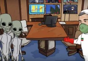 В соцсетях появился мультфильм о том, как Минниханов ругает инопланетян, которые не соблюдают самоизоляцию