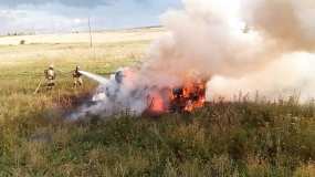 Страшная авария в Татарстане: после ДТП загорелся «Мерседес»