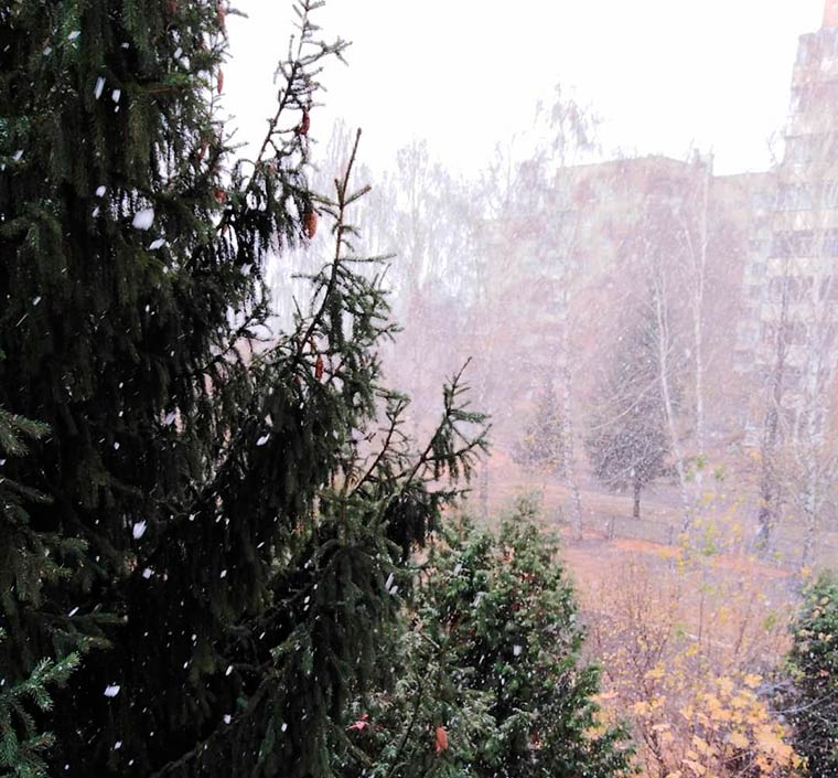 В Нижнекамске выпал первый снег