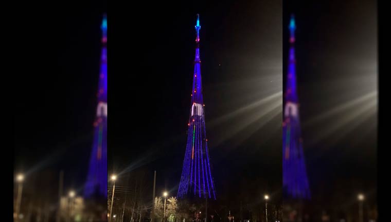 Нижнекамск присоединился к всемирной акции, включив синюю подсветку на телебашне