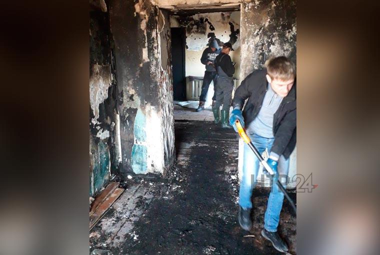 Нижнекамцы начали ремонт в сгоревшей комнате общежития на ул. 30 лет Победы