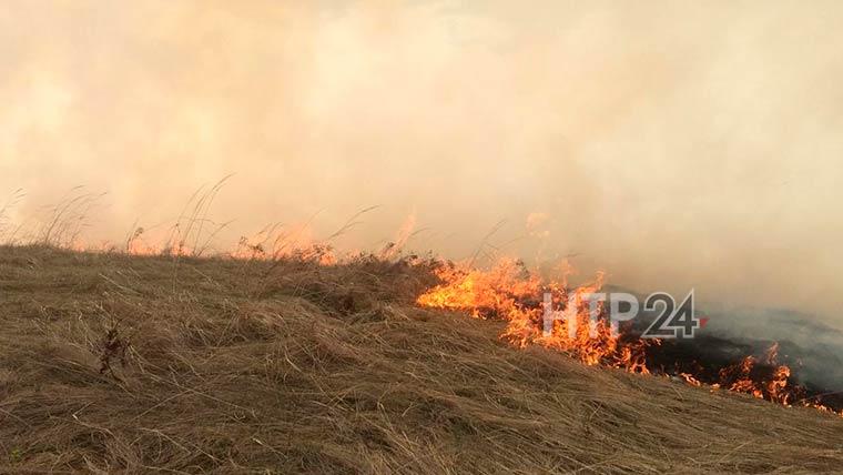 Пожарные ликвидировали возгорание сухой травы у дороги около Нижнекамска