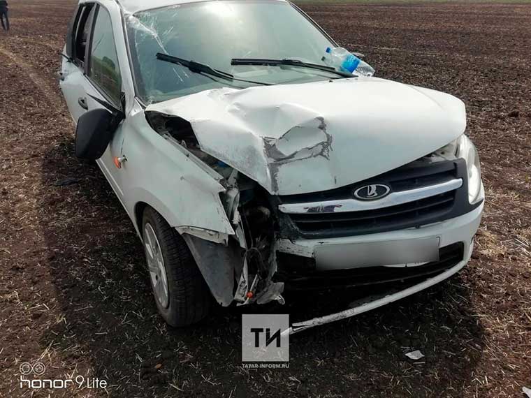 На трассе в Татарстане водителю стало плохо с сердцем — он вылетел в поле и снёс столб
