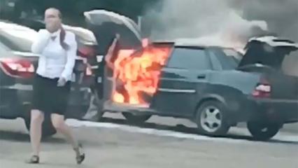 В посёлке ГЭС Набережных Челнов у студентки загорелся легковой автомобиль