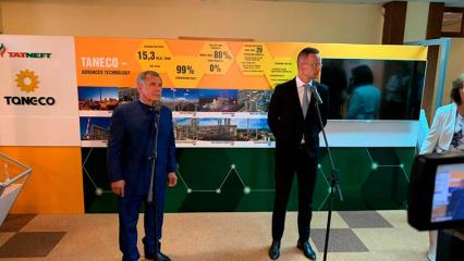 Министр внешнеэкономических связей и иностранных дел Венгрии и президент Татарстана дали старт новому производству в Нижнекамске