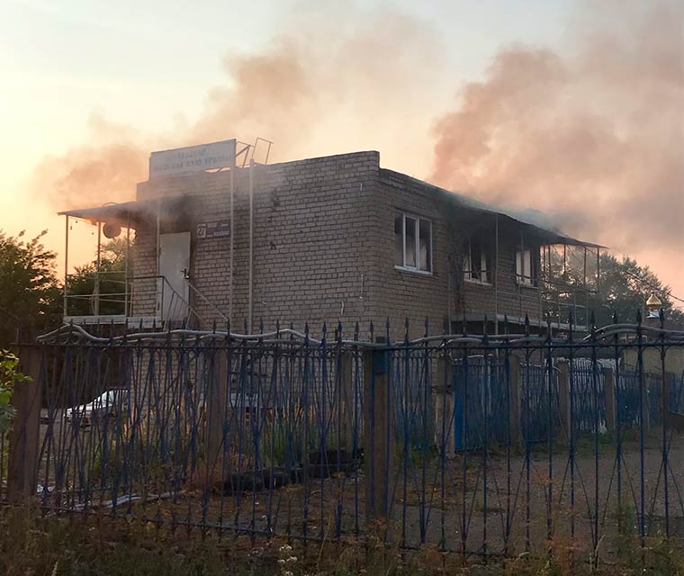 Пожар на автостоянке в Нижнекамске