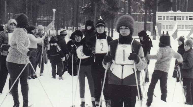 Исторический снимок лыжных гонок