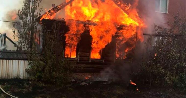 Пожар в доме в Калейкино
