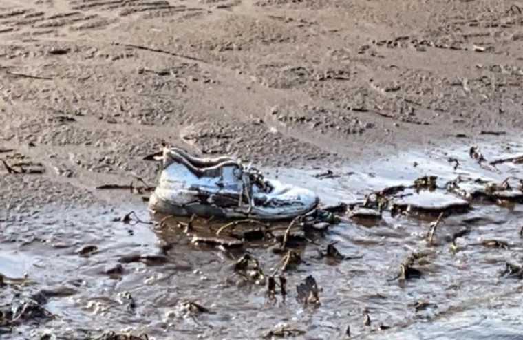 Фото найденного кроссовка на берегу Камы