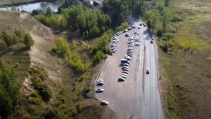 Нижнекамец показал с высоты полета квадрокоптера, что происходит около моста через Зай, где идет ремонт - НТР 24