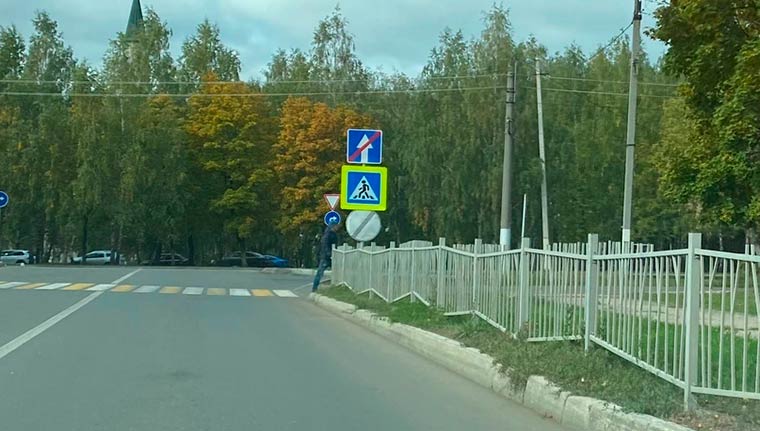 В Нижнекамске из-за дорожных знаков водители не могут разглядеть пешеходов