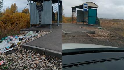 В Нижнекамском районе неизвестные выбрасывают мусор около автобусной остановки - НТР 24