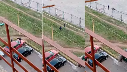 В Нижнекамске попали на видео дети, которые разбили лобовое стекло у автомобиля