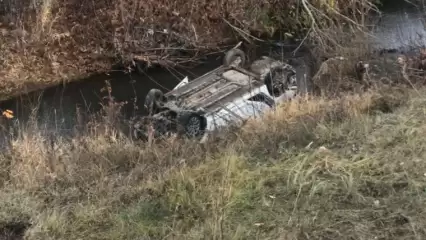 В Татарстане парень на иномарке вылетел с дороги и упал в реку