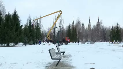 В нижнекамском парке «Солнечная поляна» появилось новогоднее оформление - НТР 24