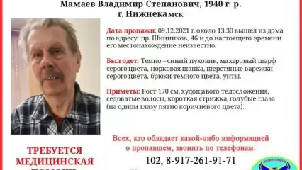В Нижнекамске пропал 81-летний мужчина, добровольцев собирают на поиски