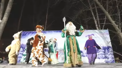 На открытии ёлки в нижнекамском парке им. Тукая показали представление на татарском языке - НТР 24