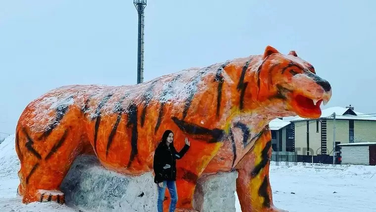 В Татарстане появилась девятиметровая фигура тигра