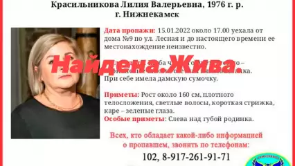 Пропавшая в Нижнекамске женщина с родинкой над губой нашлась - НТР 24