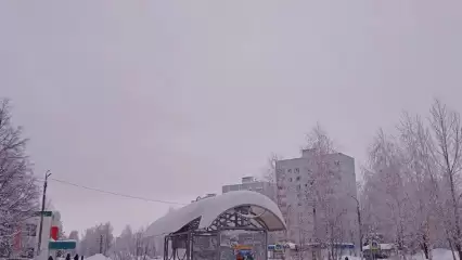 Очевидцы рассказали, что снег продавливает крыши нижнекамских остановок - НТР 24