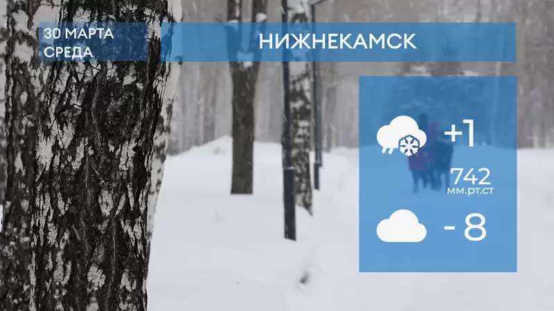 Прогноз погоды в Нижнекамске на 30-е марта 2022 года