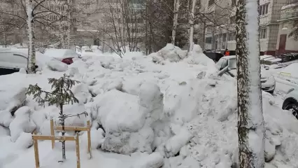 В одном из дворов Казани была обнаружена незаконная свалка снега - НТР 24