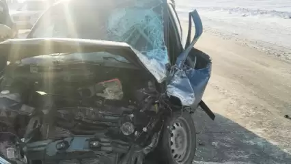 На трассе в Татарстане легковушка лоб в лоб столкнулась с трактором