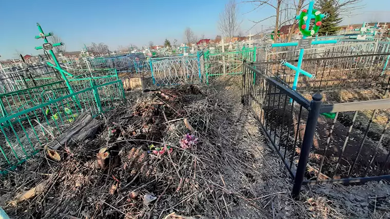 Соцсети: в Буинске на закрытом православном кладбище срубили деревья и испортили могилы