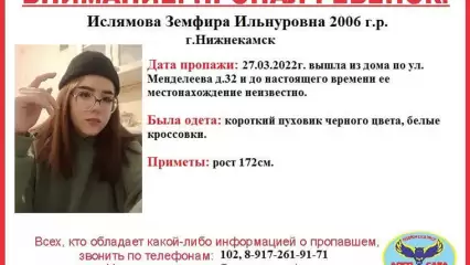 В Нижнекамске 5 дней назад без вести пропала девочка-подросток