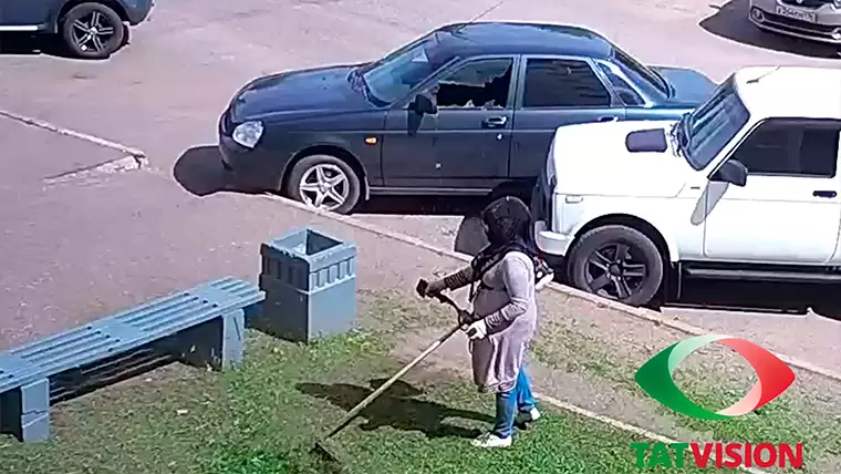 В Нижнекамске женщина разбила окно автомобиля во время покоса травы