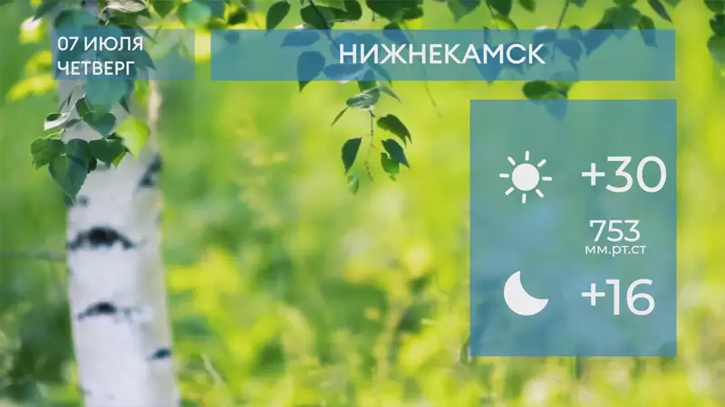 Прогноз погоды в Нижнекамске на 7-е июля 2022 года