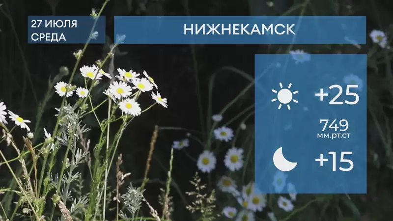 Прогноз погоды в Нижнекамске на 27-е июля 2022 года