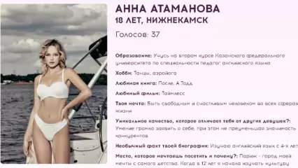 Началось голосование на конкурсе «Мисс Россия», в котором участвует 18-летняя нижнекамка