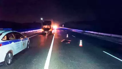 Ночью в Татарстане грузовик сбил пешехода на трассе М-7