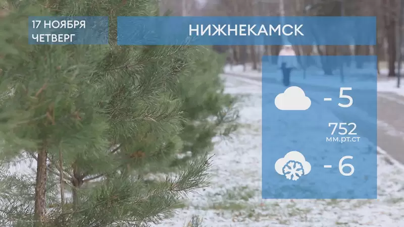 Прогноз погоды в Нижнекамске на 17-е ноября 2022 года
