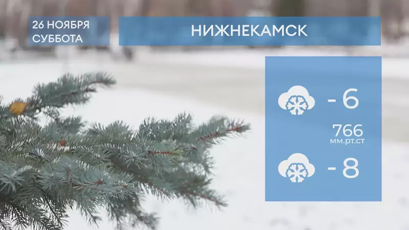 Прогноз погоды в Нижнекамске на 26-е ноября 2022 года