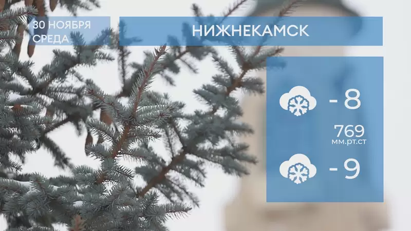 Прогноз погоды в Нижнекамске на 30-е ноября 2022 года