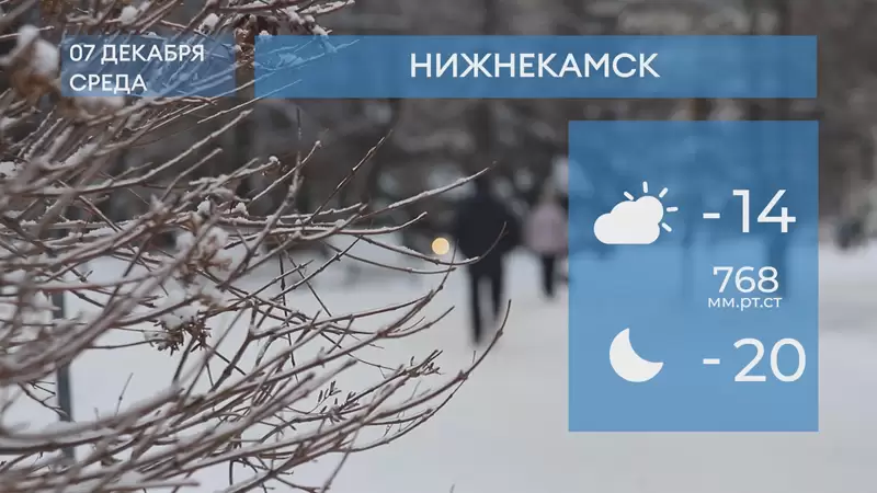 Прогноз погоды в Нижнекамске на 7-е декабря 2022 года