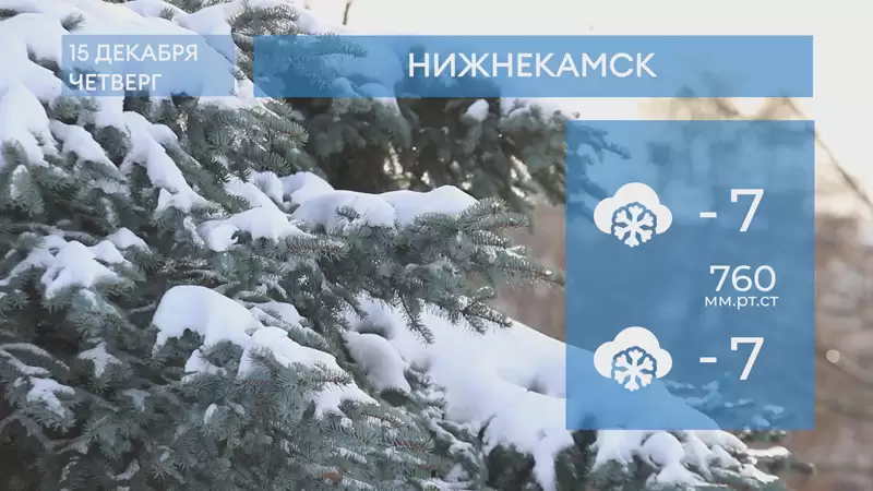 Прогноз погоды в Нижнекамске на 15-е декабря 2022 года