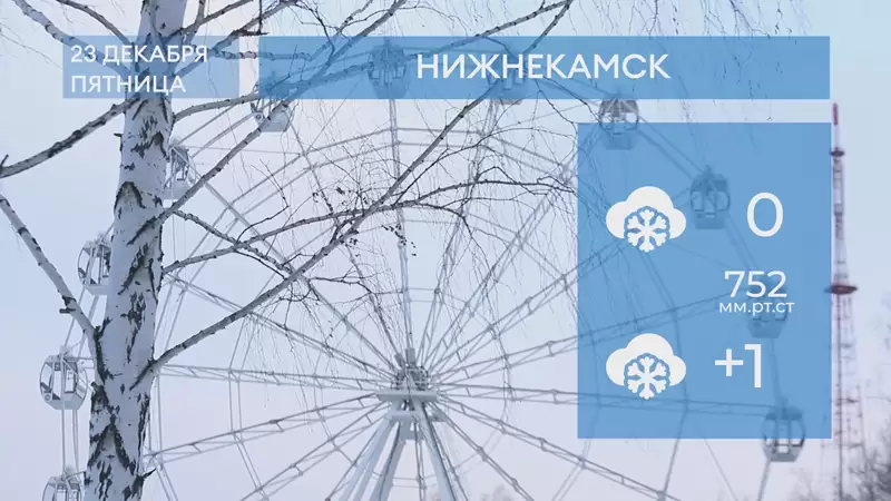 Прогноз погоды в Нижнекамске на 23-е декабря 2022 года