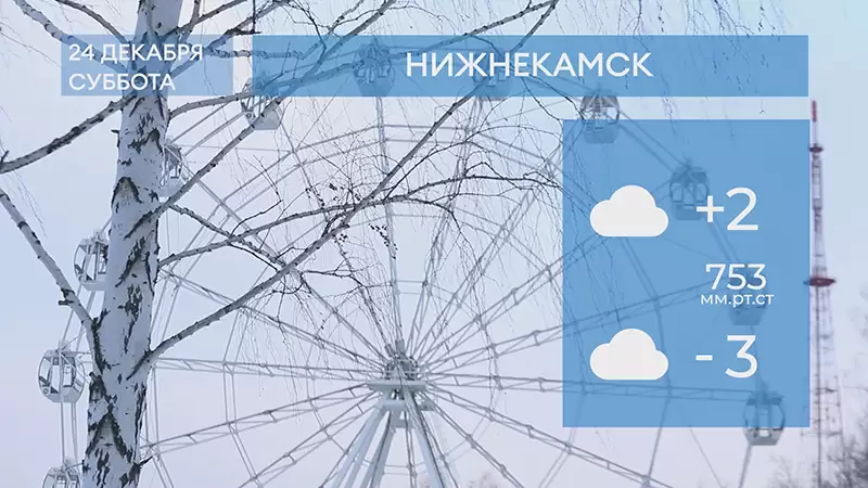 Прогноз погоды в Нижнекамске на 24-е декабря 2022 года