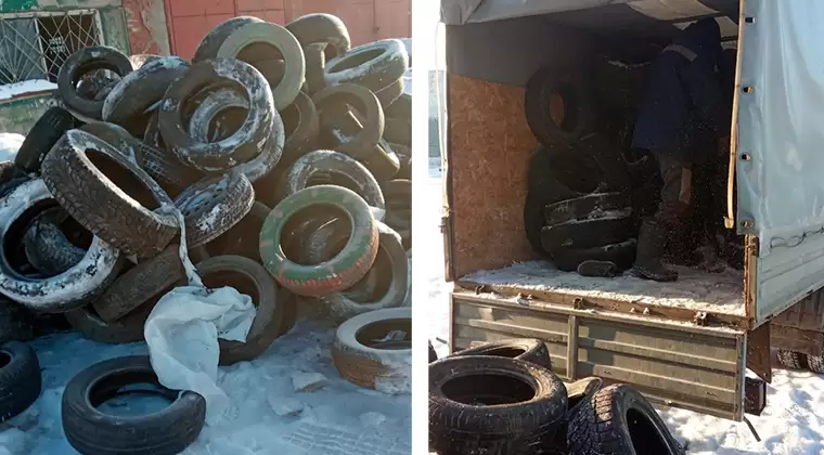 В Нижнекамске домоуправление вывезло с улиц 1,5 тонны покрышек