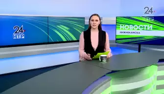 Анастасия Шакирова в телевизионной студии передачи телеканала НТР 24 «Новости Нижнекамска»