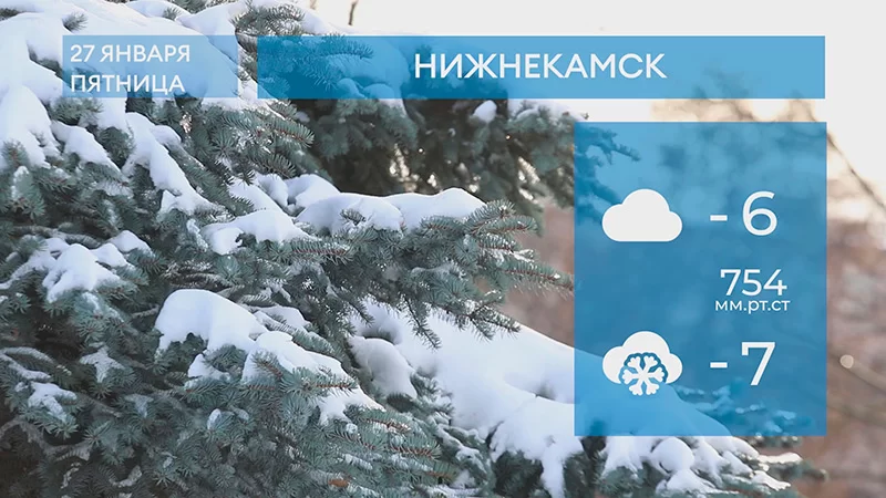Прогноз погоды в Нижнекамске на 27-е января 2023 года