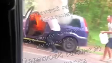 В Нижнекамске вдоль дороги в лесу горел автомобиль - НТР 24