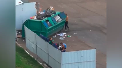 В Нижнекамске сняли на видео детей, лазающих в мусорных баках