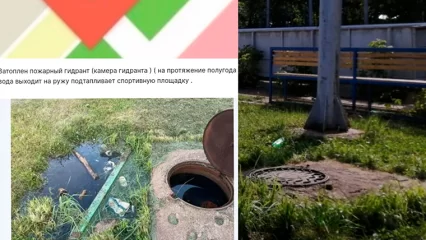 В Нижнекамске затопило пожарный гидрант около спортшколы - НТР 24